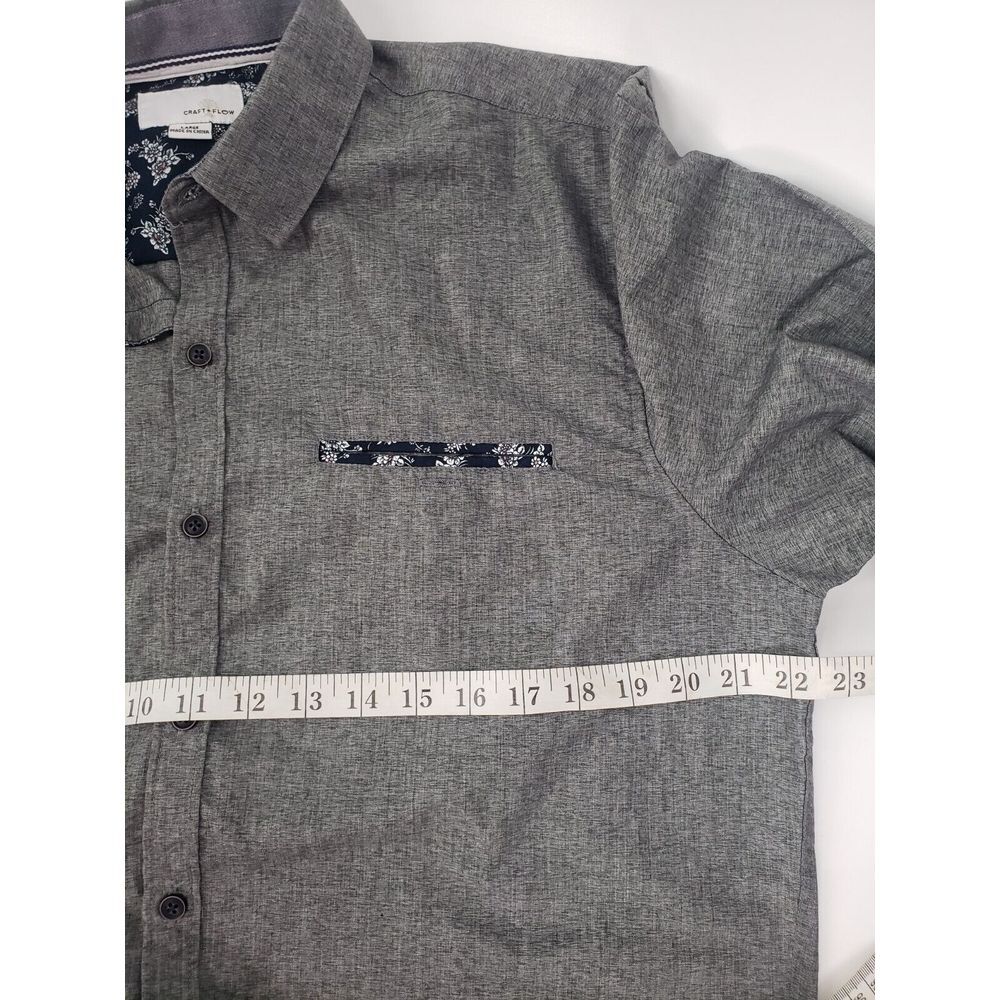 CRAFT + FLOW Size Large Long Sleeve Gray Casual Dress Shirt Flip Cuff (Floral) - Picture 8 of 10